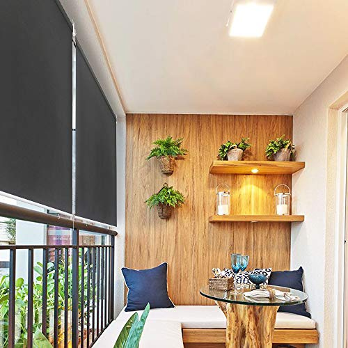 HENGMEI 180X140cm Balkon Sichtschutz Sonnenschutz Sichtschutzrollo Senkrechtmarkise Wasserdicht Windschutz vertikal Sonnensegel für Balkon Terrasse,Anthrazit