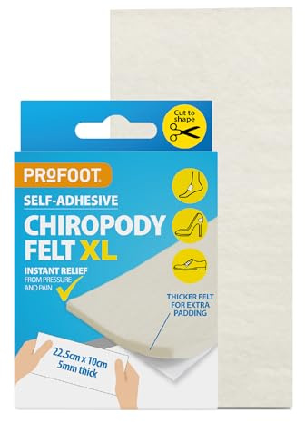Profoot Chiropody Felt XL, 22.5 x 10cm, 5mm Thick, Self-Adhesive Padding | Provides Instant Relief from Pressure, Ideal for Blisters, Bunions, Calluses & Discomfort, Gentle on Skin