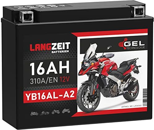 LANGZEIT YB16AL-A2 batteria moto 16Ah 12V 51616 FB16AL-A2 GEL12-16AL-A2 senza manutenzione