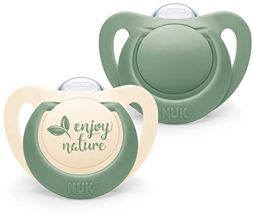 NUK for Nature Baby Dummy | 18-36 Months | Sustainable Silicone Soothers | Made from 100% Natural Raw Materials | Green | 2 Count