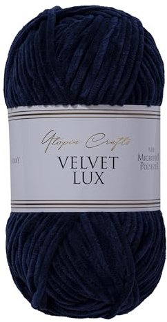 Utopia Crafts Velvet Lux Chenille Yarn 100g (Midnight Blue)