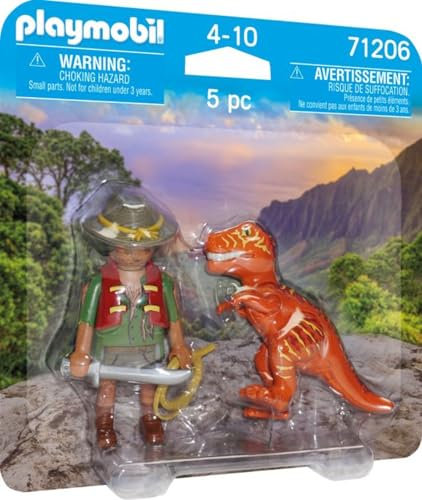 PLAYMOBIL Duo Pack Aventurero con T-Rex 71206, a Partir de 4 años