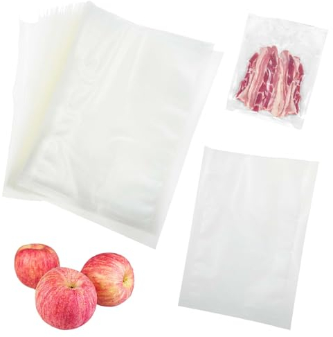 Lot de 100 sacs d'emballage alimentaire texturés sous vide - 12 x 17 cm - Sacs de rangement sous vide épais en relief - Sacs prédécoupés avec tous les types de machines à sceller - Résiste à la