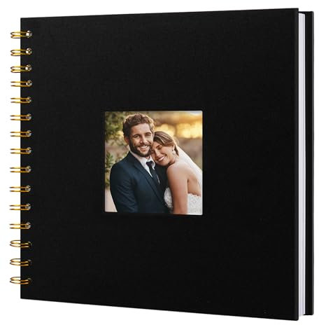 Hiwhy Album Fotografico con Copertina in Lino, Libro dei Ricordi con Pagine Bianche Kraft con Copertina Rigida 20,5 x 20,5 cm, per Viaggi, Libro Degli Ospiti, Matrimonio, Natale (20 fogli/40 pagine)