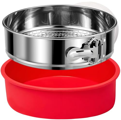 Stainless Steel Springform Pan 9 Inch Nonstick, Leakproof Spring Form Pan for Cheesecake, Cheesecake Pan with Protector, Cheese Cake Pans for Baking, 9 Inch Springform Pan with 50Pcs Parchment Paper