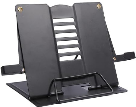 Chingde Recipe Book Stand, Cook Book Stands for Kitchen, Adjustable Folded Cookbook Holder for Kitchen, School and Office, Reading Rest for Kids, Black