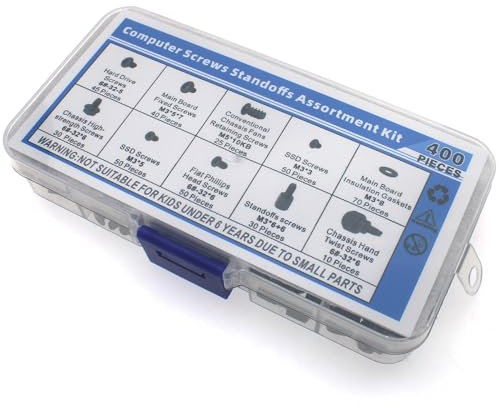 FDXGYH 400 PCS Computer Screws Kit Universal Motherboard Standoffs Screws with Screwdriver Black Computer Screw Set for DIY PC Installation and Repair of Computer Parts