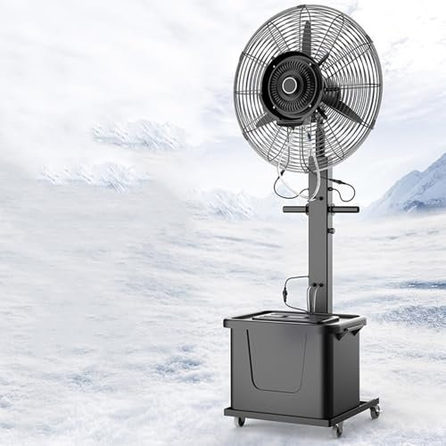 Ventilatori a piedistalloVentilatore nebulizzatore con serbatoio d'acqua da 11 galloni, oscillazione a 90 gradi, ventilatore industriale a spruzzo per patio, garage, palestra, officina, gran
