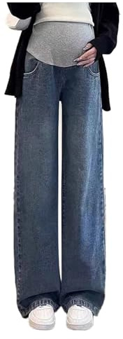 Gravida damjeans bred bendesign | justerbart midjebälte och dubbelsidiga fickor | snygg och elegant | praktisk för vardag och arbete, Type-01, XXL