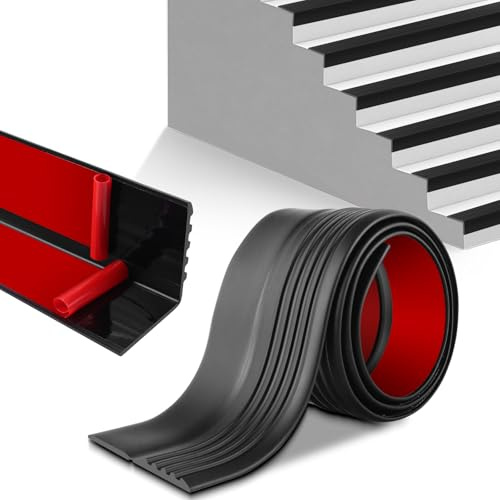 YouMoro Stair Anti-Slip Nosing, Self-Adhesive Vinyl Edge Trim Protector, Non Slip Flexible PVC Treads for Indoor & Outdoor Uses Steps, Waterproof & Wear-Resistant (5+2.5x1m & Black)