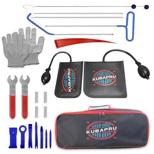 Kubapru 22-Piece Stainless Steel Car Repair Kit, Air Wedge & Carry Bag