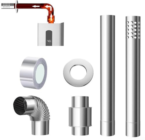 HanOaki Kit de tubos de humo: construcción de acero inoxidable resistente, incluye tubos rectos y perforados para una gestión eficaz del calor