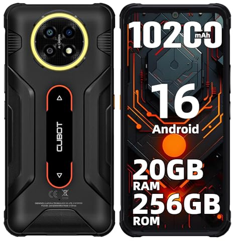 CUBOT Kingkong ACE 5 Téléphone Incassable Android 16, 20GO+256GO/1TO Smartphone Incassable, 10200mAh/33W, 6.74'' 120Hz Telephone de Chantier, Camping Lampe, 48MP+16MP, 4G Dual SIM/NFC/Face ID/IP68/GPS