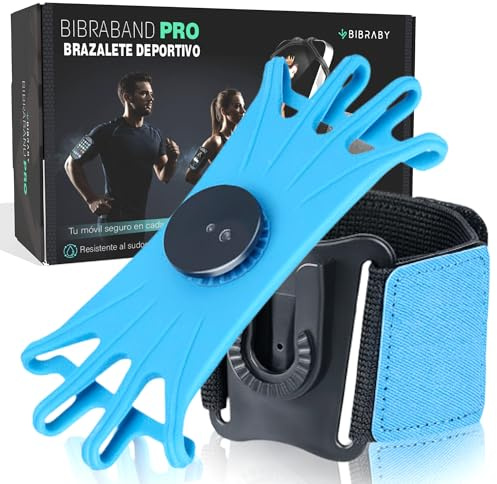 BIBRABY Super Brazalete móvil en Funcionamiento Running | Soporte Universal para movil Ajustable a Brazo y muñeca | Accesorios Antideslizantes | Correr Caminar Gimnasio | Phones hasta 7'' (Azul)