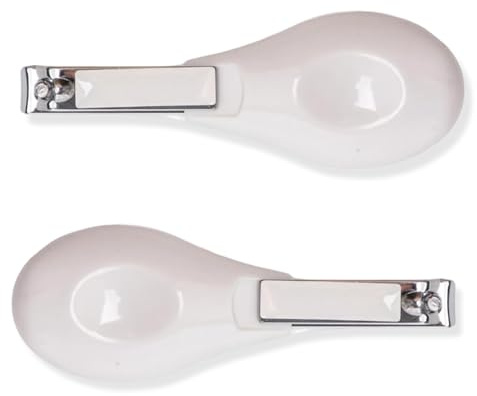 LinCoo 2 Pcs Baby Nail Clippers, Toddler Nail Clipper with Comfortable Grip, Small Safety Cutter for Newborns Daily Grooming (White)