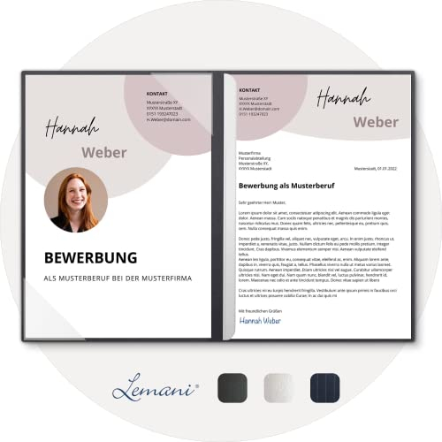 5 Stück 2-teilige Bewerbungsmappen Lemani® CARISMA 'dark grey' mit 1 Klemmschiene - Premium-Qualität mit unverwechselbarer Haptik und hochwertiger Prägung 'Bewerbung'