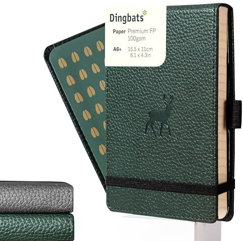 Dingbats* - Wildlife Squared Reporter A6 Notebook -PU Leather Hardcover Pocket Journal for Work, Travel -Pocket, Elastic Closure, Pen Holder, Bookmark