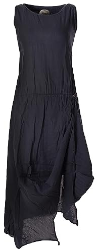 Vishes - Alternative Bekleidung - Ärmelloses Lagenlook Kleid aus Baumwolle zum Hochbinden schwarz 38