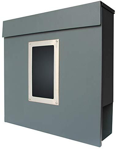 Briefkasten mit Zeitungsfach Postkasten Modern mit Sichtfenster Zeitungsrolle Post Box Letterbox Wandbriefkasten Metall V2Aox
