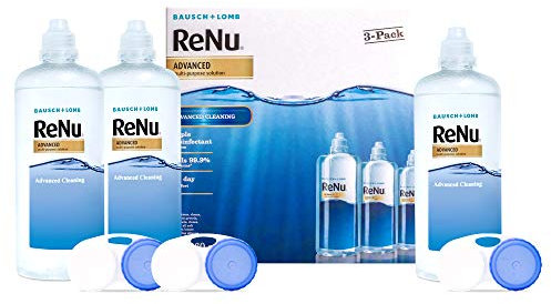 ReNu Advanced Contact Solution 3 X 360ml - For Soft Contact Lenses for Comfortable Wear - Gentle on Sensitive Eyes - Clean, Disinfect, Remove Protein, Condition, Store your Lenses - Lens Case Included
