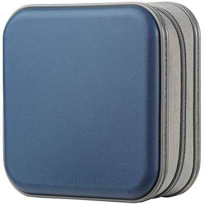alavisxf xx CD Case, 48 Capacity Hard Plastic Portable Travel DVD Case Protective Zipper CD Case Holder Car Storage Wallet Bag (48 Capacity, Dark Blue)