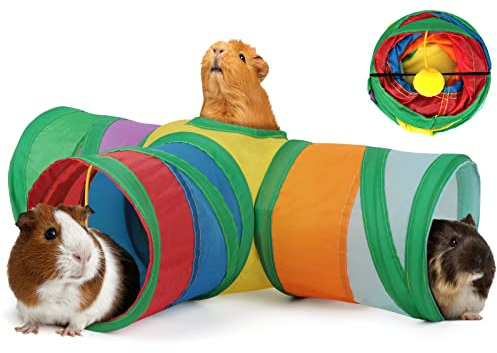 YUEPET 5.9 Guinea Pig Tunnels & Tubes Collapsible Pet 3 Way Play Tunnel Toys Small Animal Hideout Hideaway for Guinea Pig Chinchilla Ferret Hamster Rat
