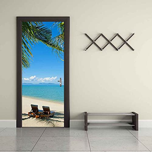 LGCK 3D-dörrklistermärke tapet väggdekor avtagbar vattentät vinyl heminredning havslandskap dörrklister affisch kan användas för vardagsrum sovrum badrum kontor 77 x 200 cm