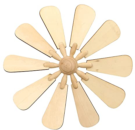 Dekohelden24 10 Stück Holz Pyramiden-Ersatzflügel inkl. Kopf, für 1 Stöckige Laser-Holzpyramiden geeignet, Maße L/B: 9 x 3,5 cm, Ø 20 cm.