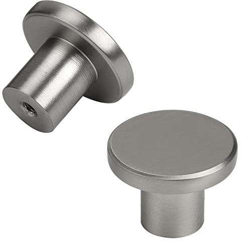 Goldenwarm Lot de 4 Boutons de Meuble en Nickel Brossé Vintage - Poignées de Tiroir en Aluminium et Acier Inoxydable pour Commode et Porte de Cuisine - Boutons Ronds
