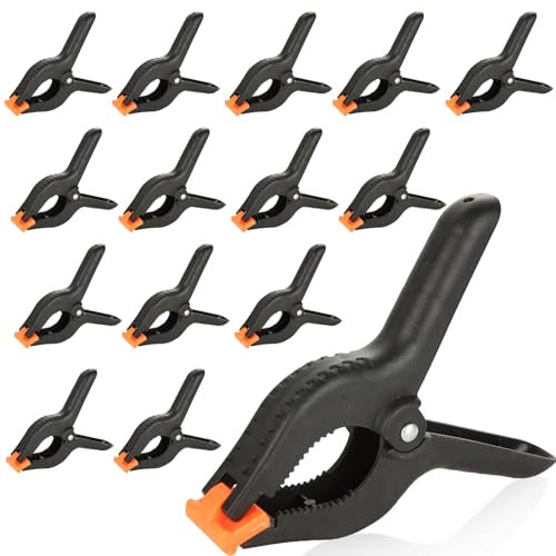 WOPPLXY 15 PCS Spring Clamps - 6 Inch Nylon Spring Clamps - Heavy Duty Plastic Backdrop Clips - Large Quick Grip Clamps 148mm for Woodwork, Photography, Studio Background