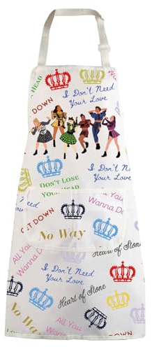 WZMPA Six The Musical Kitchen Apron Musical Theater Chef Gift Six Queen Musical Adjustable Apron For Grilling Baking, Six Musical White Ap
