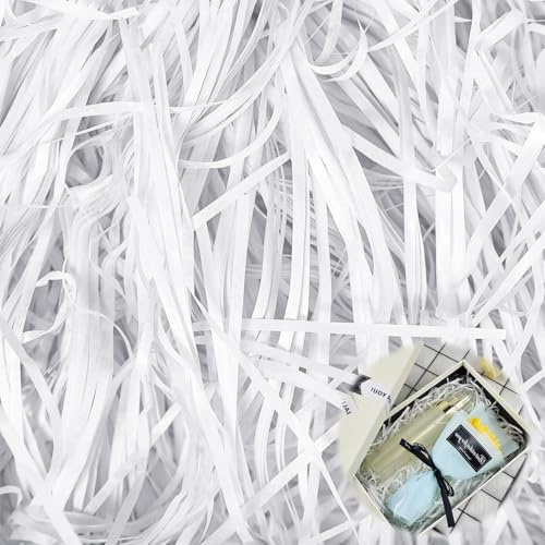 Hengrongshen Material de Relleno de Regalo, 300g Material de Relleno Para Paquetes, Papel Triturado, Decoración para Navidad, Boda, Aniversario, Fiesta de San Valentín (Blanco)
