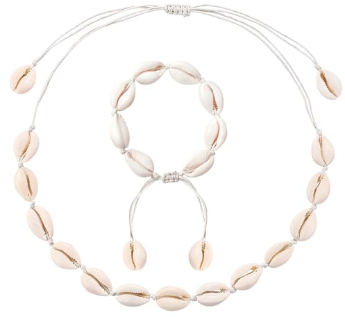2 PCS Collana girocollo da donna con conchiglia naturale Braccialetto, Donne Boemia Shell String Collane Catena Conchiglia Collane Beach Shell Necklace