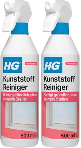 HG Kunststoff Reiniger, leistungsfähiger Reiniger für Kunststoffe und Kunststoff-Fenster zur schnellen, effektiven Reinigung von Kunststoffen aller Art, 500 ml (Packung mit 2)