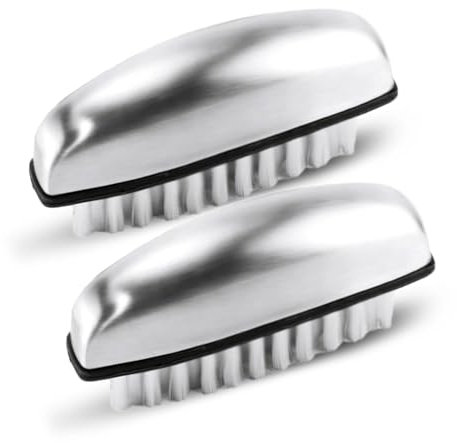 2 Piezas Cepillo de Limpieza de Uñas, Cepillos de Uñas de Mano de Acero Inoxidable, Cepillos de Uñas de Cerdas Duras para Limpiar Manos, Uñas, Pies Uñas, BañO y Cocina