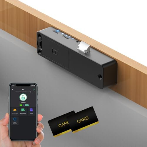 Anweller Smart Schubladenschloss, Elektronisches Schrankschloss Möbelschloss mit APP NFC Schloss Briefkastenschloss, Kindersicherung Schrank für Schrank Schublade Kasten Schließfächer Schwarz