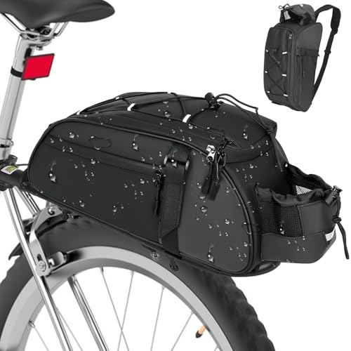 Aceshop Alforjas para portaequipajes, 8 l, bolsa para portaequipajes, impermeable, reflectante, bolsa trasera con correa para el hombro para ciclismo, viajes