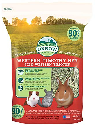 Oxbow Western Timothy Hay, Guinea Pig Hay, Small Pet Bunny Supplies, All Natural Grass for Guinea Pig, Bunny, Chinchilla & Hamster, Oxbow Rabbit Supplies for Bunnies, 90 oz. bag