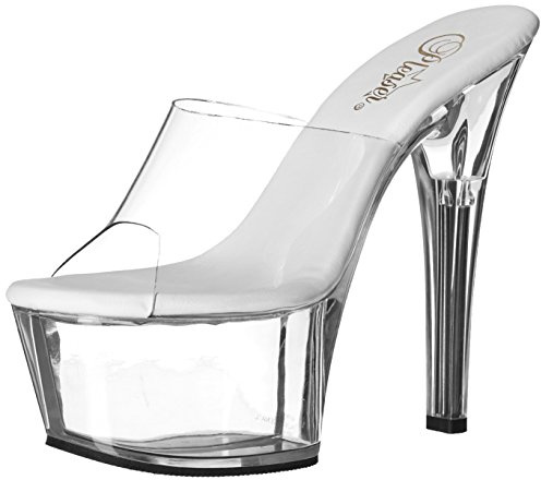Pleaser Asp601/c/m platåsandal för kvinnor, Klar/klar, 42 EU