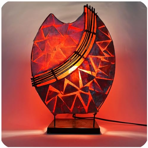 Simandra Deko-Leuchte Stimmungsleuchte Stehleuchte Tischleuchte Tischlampe Bali Asia PERLMUTT 36 cm Color Rot