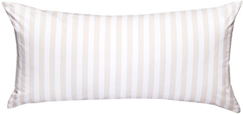 Bettwaesche-mit-Stil Mako Batist/Mako Perkal Landhaus Bettwäsche Streifen Oslo gestreift (40 cm x 80 cm Kissen, Beige - Streifen)