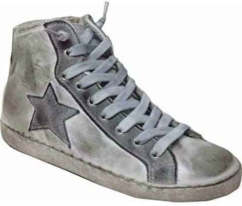 VIA CONDOTTI Scarpe Sneakers Alte Uomo Pelle Stella Ghiaccio sfumato Made in it
