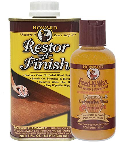 Restor A Finish Water Mark Remover Walnut + Feed & Wax. Removes Heat Rings, Water Stains, Scuffs, Watermarks, White Rings and Scratches in Wooden Furniture (236ml+140ml)