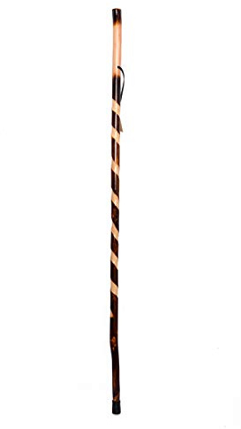 FOREST PILOT Bolder Twisted Style Wooden Walking Stick with a Compass (Dark Brown Color, 55 Inches, 1 Piece)¡­