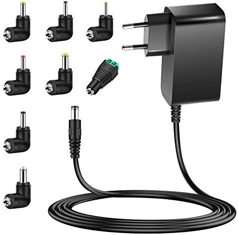 MEROM Trasformatore Alimentatore Universale Caricatore Ricambio 12V 3A (2A 1A) 36W per Router WiFi Altoparlanti Barre Luminose a LED Webcam Scanner Zanzara Kindle Tablet Alimentazione Adattatore