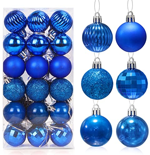 Boules de Noel Bleu 36Pcs, Boules de Noël Ornements en Plastique 4cm, Boule d'arbre de Noël, Suspendues Ornements de Boule, pour Noël Mariage Maison Fête Décoration