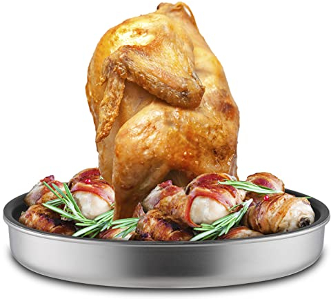 bremermann Teglia per pollo, per verdure, pizza, supporto per spiedini, antiaderente, in alluminio