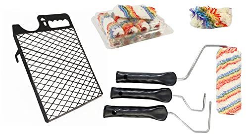 Profi Farbroller Set Malerset Abstreifgitter Steckbügel Malerwalze 26 TLG