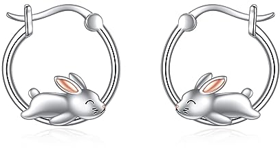 Hase Creolen Ohrringe 925 Sterling Silber Niedliche Hase Ohrringe Schmuck Geschenke für Damen Mädchen (Hase)
