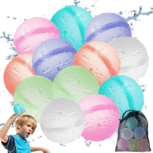 Mecctuck 12 piezas de bombas de agua, bombas de agua reutilizables, pelotas de agua para niños, bombas de agua de globos, pelota de agua pequeña, pelota de agua multicolor para piscina inflable